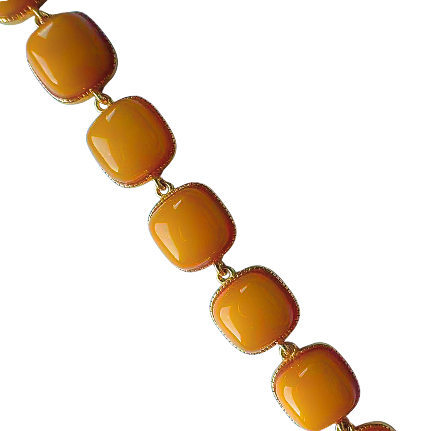 Natural Beeswax Amber Square Bracelet | S925 Gold-Plated Formally Blessed Protection | FortuneWard
