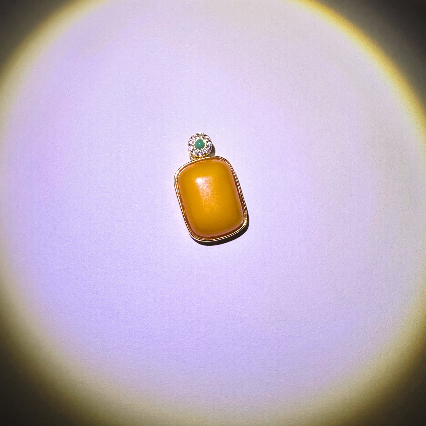 Natural Beeswax Amber Pendant | S925 Gold-Plated Taoist Blessed Talisman for Protection & Calm | FortuneWard