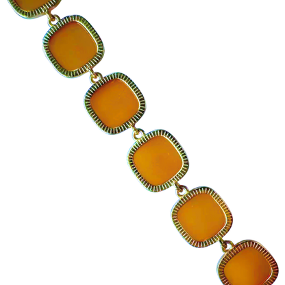 Natural Beeswax Amber Square Bracelet | S925 Gold-Plated Formally Blessed Protection | FortuneWard