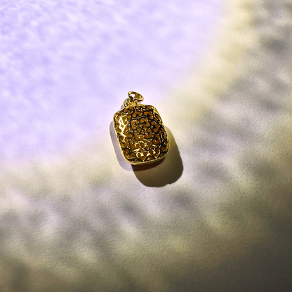 Natural Beeswax Amber Pendant | S925 Gold-Plated Taoist Blessed Talisman for Protection & Calm | FortuneWard