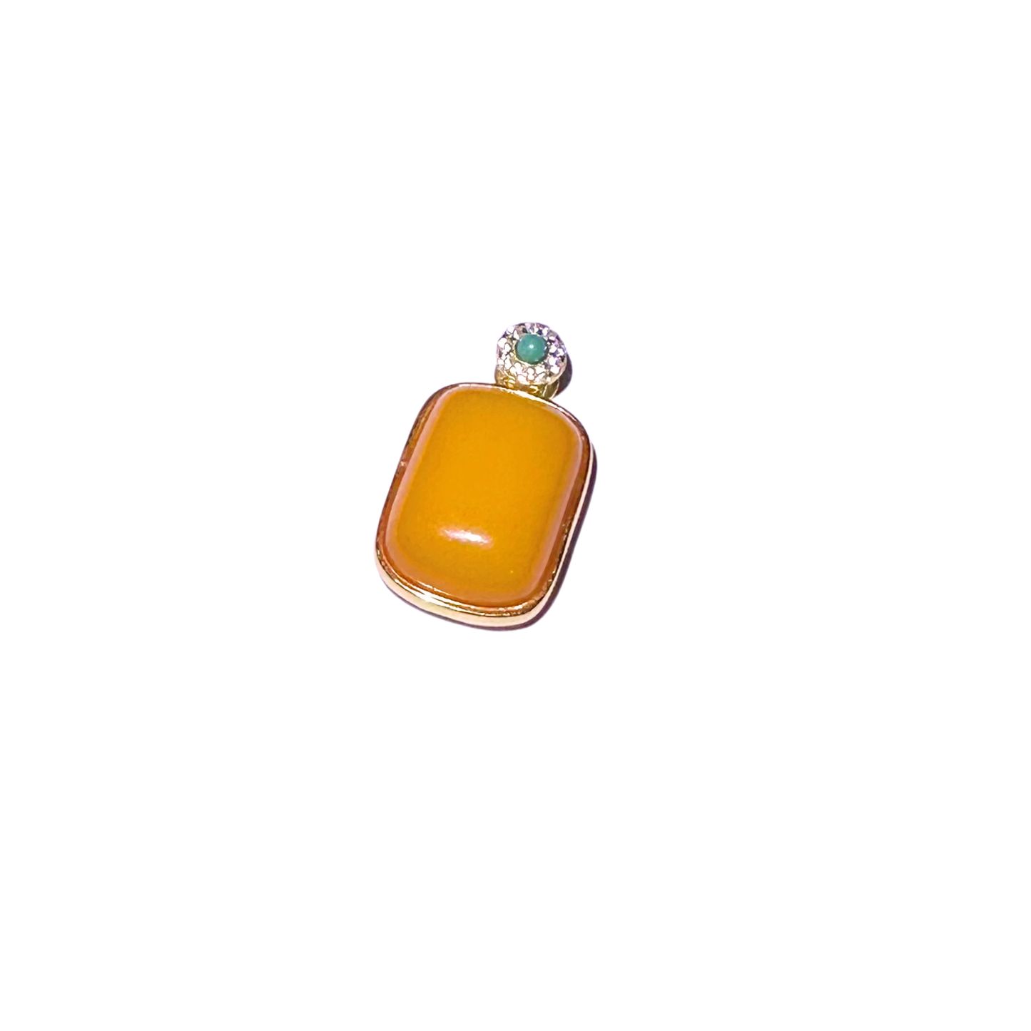 Natural Beeswax Amber Pendant | S925 Gold-Plated Taoist Blessed Talisman for Protection & Calm | FortuneWard