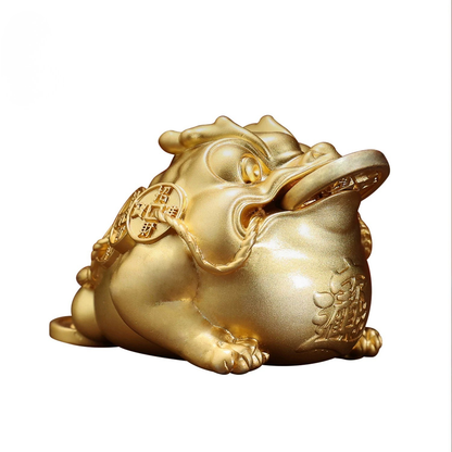 Three-Legged Wealth Toad | 24K Gold Gilded Brass Desk Accent