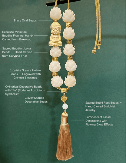 Buddha - Lotus Bodhi Bead Car Pendant for Blessings - FORTUNEWARD