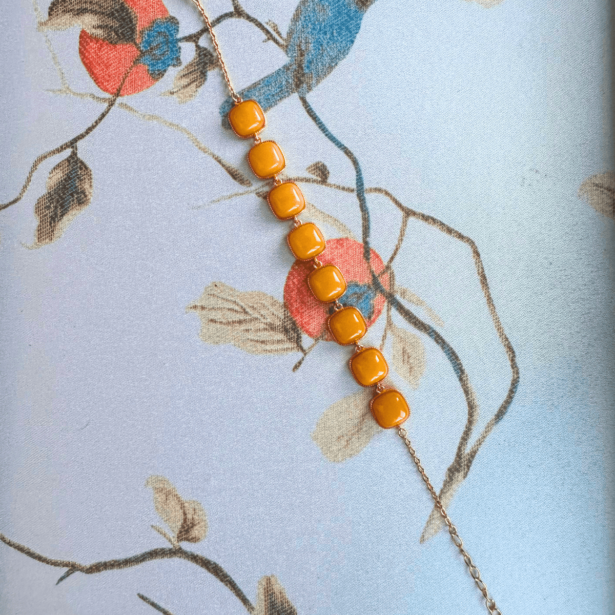 Natural Beeswax Amber Square Bracelet | S925 Gold-Plated Formally Blessed Protection | FortuneWard - FORTUNEWARD