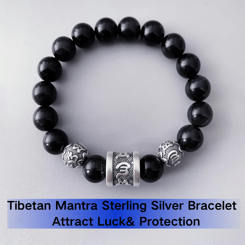 Tibetan Mantra Sterling Silver Bracelet Attract Luck& Protection - FORTUNEWARD