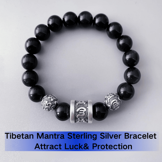 Tibetan Mantra Sterling Silver Bracelet Attract Luck& Protection - FORTUNEWARD